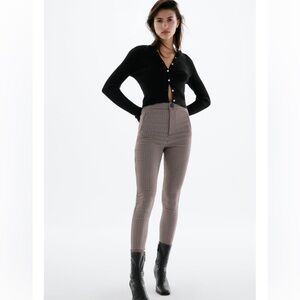 NWT Zara Houndstooth Multicolor Textured Leggings